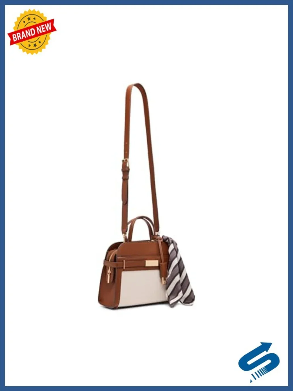Anne Klein Belted Medium Satchel Purse Handbag Convertible Strap